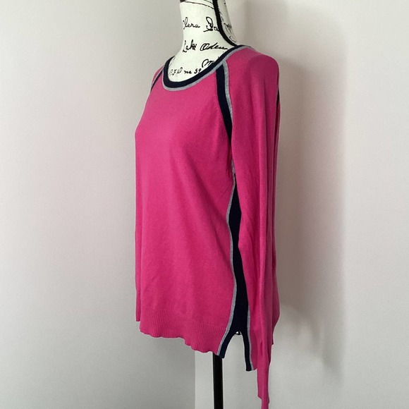 JC Penney Barbie Pink Cotton Wool Blend Pullover Sweater Stripes Sz Large Flawed - Picture 3 of 13